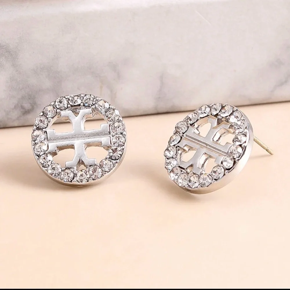New! Tory Burch-Inspired Earrings Silver Stud OS - Picture 3 of 6